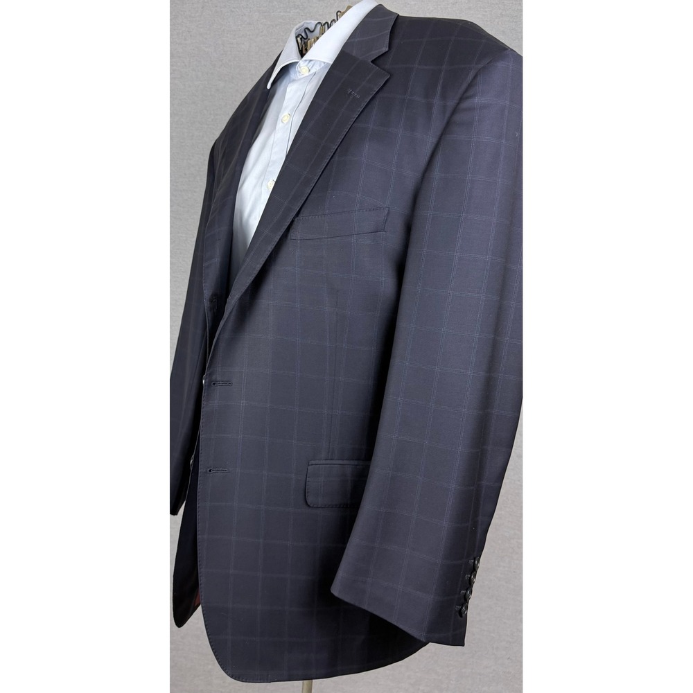 Mercury Super 120s Wool Blazer Navy Blue Windowpane Bespoke Sport Coat 42L - Picture 2 of 10
